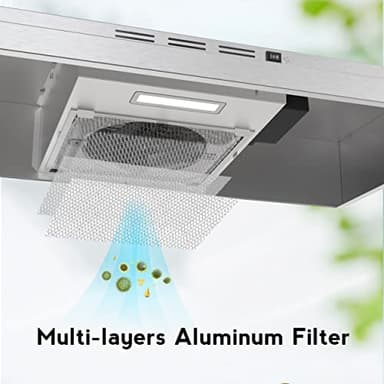 FIREGAS 30 inch Range Hood Under Cabinet, Ducted/Ductless Convertible Stainless Steel Kitchen Range Hood with Rocker Button Control, 2 Speed Exhaust Fan, 300 CFM Aluminum Filter Included - Image 7