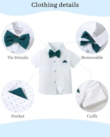 DISAUR Baby Boy Clothes Suits, 1-5T Toddler Dress Short Shirt With Bowtie + Suspender Pants Outfit Sets Gentleman Wedding - Image 2
