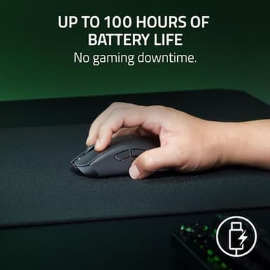 Razer DeathAdder V3 HyperSpeed Wireless Gaming Mouse: 55g Lightweight - USB C Charging - Up to 100 Hr Battery - Advanced 26K Optical Sensor - Gen-3 Optical Switches - 8 Programmable Controls - Black - Image 4