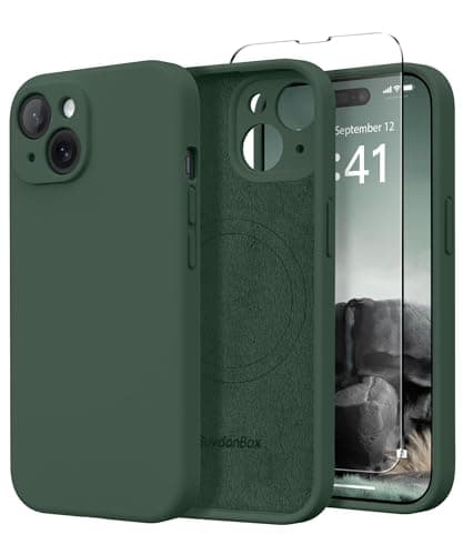 SuydanBox Magnetic for iPhone 15 Case, Compatible with MagSafe, [Screen Protector + Full Camera Protection], Silicone Shockproof Anti-Scratch Protective Phone Case for iPhone 15 6.1", Alpine Green - Image 1