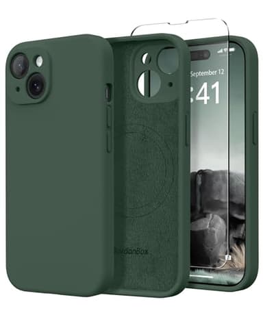SuydanBox Magnetic for iPhone 15 Case, Compatible with MagSafe, [Screen Protector + Full Camera Protection], Silicone Shockproof Anti-Scratch Protective Phone Case for iPhone 15 6.1", Alpine Green - Image 1