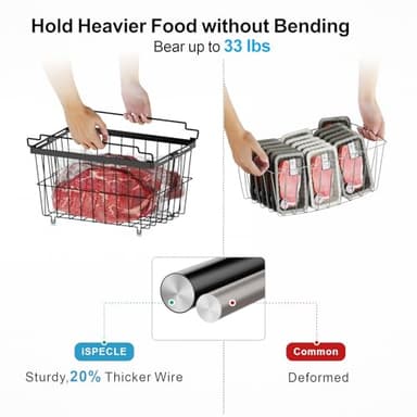 iSPECLE Freezer Organizer Bins - 4 Pack Adjustable & Extra Large Chest Freezer Organizer Bins for 5 to 9 Cu.Ft Deep Freezer, Easy Organize Basket Store More, Stackable No Wasted Space, Black - Image 9