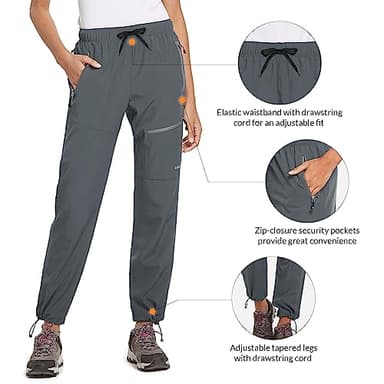 baleaf Women's Hiking Pants Lightweight Quick Dry Water Resistant Cargo Pants 31'' Inseam for All Seasons Dark Gray Size XL - Image 4