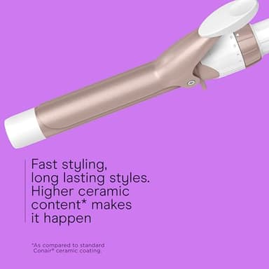 Conair Double Ceramic 1-Inch Curling Iron with Claw Clip, 1-Inch Barrel Creates Classic Curls, Hair Curler for Use on Short, Medium, and Long Hair, White/Rose Gold - Image 3