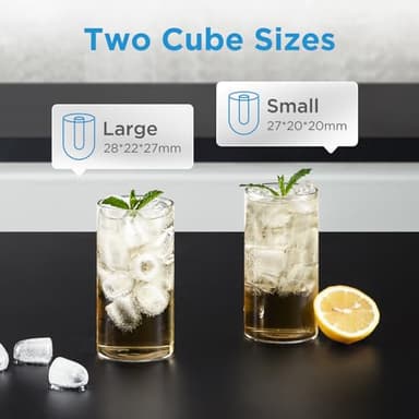 Midea MERI26B1AGY Ice Maker Countertop, 26lbs Portable Ice Maker, 8 Cubes Ready in 6 Mins, Self-Cleaning with Ice Basket and Scoop, 2 Sizes of Bullet Ice for Home, Camping, Office, Party - Image 5