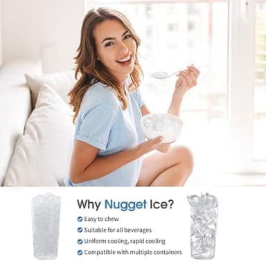 ICEVOKE Countertop Nugget Ice Maker with Side Water Tank, Self-Cleaning Ice Machine with Ice Scoop, 34 lbs/Day Chewable Ice, Ready in 10 Mins, Black - Image 6