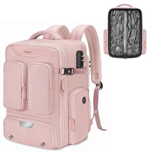 Taygeer Vacuum Backpack, Expandable Vacuum Seal Carry on Backpack with Rain Cover, 17'' laptop Compression Backpacks Travel with Shoe Compartment, TSA Approved Personal Item Compression Back Pack,Pink - Image 1
