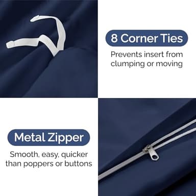 Duvet Cover Twin/Twin XL Size Set - Extra Soft Twin/Twin XL Size Duvet Cover 68 x 90 with 1 Pillow Shams - Hotel Luxury and Fade Free with Zipper Closures & Ties - Breathable Bedding Set (Navy Blue) - Image 4