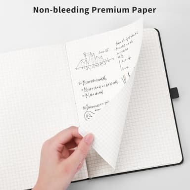 RETTACY Graph Grid Paper Notebook, 192 Pages, A5 Medium Size (5.7'' x 8.3''), 5 Squares per Inch, Leather Hardcover, 100 GSM Thick Paper, for School, Students, Math, Engineering (Light Green) - Image 5