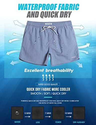 maamgic Mens Swim Trunks 5" with Mesh Lining Quick Dry Bathing Suits for Men Swim Shorts Swimwear Blue Medium - Image 5
