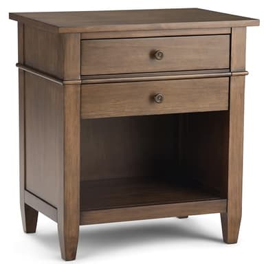 SIMPLIHOME Carlton SOLID WOOD 24 inch Wide Transitional Bedside Nightstand Table in Rustic Natural Aged Brown for the Living Room and Bedroom - Image 1