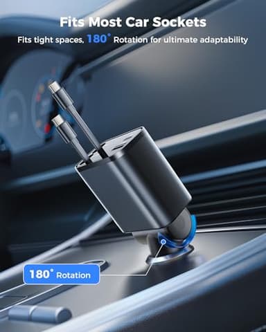 SUPERONE Smaller 4 in 1 Retractable Car Charger with Dual Type C Cords, 69W Fast Retractable USB C Car Charger, Car Accessories Car Chargers for iPhone 17 16 15 14 13 12 Galaxy Pixel - Image 7