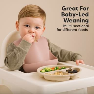 KeaBabies Suction Plates with Lids for Baby - 3-Pack 100% Silicone Toddler Plates with Suction, Divided, BPA-Free Baby Led Weaning Essentials for Kids, Dishwasher, Microwave Safe, Durable (Slate) - Image 8