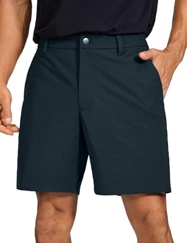 CRZ YOGA Men's All Day Comfy Golf Shorts - 7" Stretch Lightweight Flat Front for Casual Work with Pockets True Navy 33W x 7L - Image 1