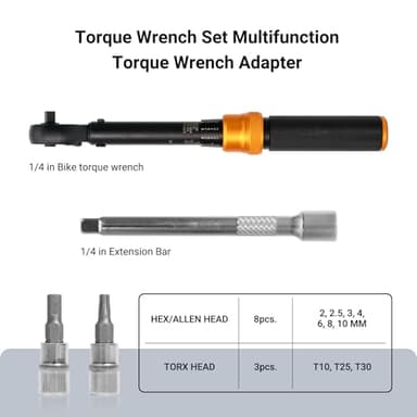 TOOLMAYS 13PCS Torque Wrench Set, Dual-Direction Drive Click Wrench with Allen socket, Mountain Bike Motorcycle Multi-Tool (2-20 Nm 0.1nm 72-Tooth) - Image 7