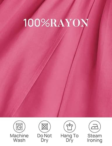 ZESICA Women's 2025 Boho Sexy Off Shoulder Long Sleeve Smocked High Waist Side Split Flowy A Line Tiered Long Maxi Dress,Rose,Medium - Image 9