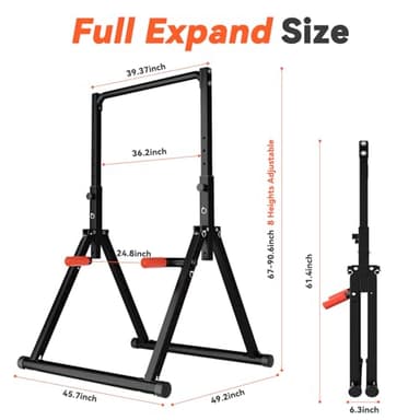 WATBKHE Power Tower Pull Up Dip Station Foldable, Pull Up Bar Station Adjustable, Multi-Function Home Gym, Strength Training Fitness Equipment, Support 450LBS - Image 8