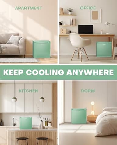 Upstreman 1.7 Cu.ft Mini Fridge with Freezer, Dorm Essentials, Adjustable Thermostat, Energy Saving, Low Noise, Single Door Compact Refrigerator for Dorm, Office, Bedroom, Mint Green-FR17 - Image 7