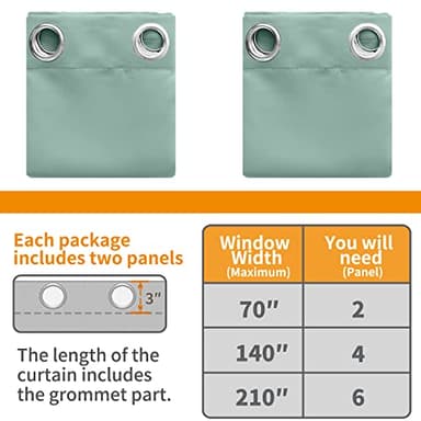 YoungsTex Sage Green Blackout Curtains 84 Inch Length 2 Panels for Living Room - Thermal Insulated with Grommet Room Darkening Window Treatments for Bedroom, 52 x 84 Inch - Image 9