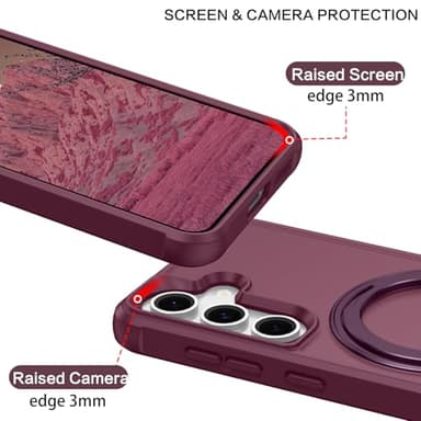 BENTOBEN for Samsung Galaxy S24 Plus Magnetic Case & Galaxy S25 Plus Phone Case, [Compatible with MagSafe] Rotatable Kickstand Ring Holder Design Shockproof Bumper Women Men Protective Cover, Wine Red - Image 6