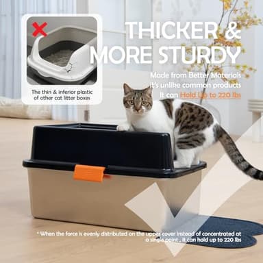 MEEXPAWS Stainless Steel Litter Box with Lid Extra Large XL for Big Cats, Enclosed Metal Litter Box with High Sided Enclosure & Scoop, Non-Sticky, Anti-Urine Leakage, Easy Cleaning - Image 2