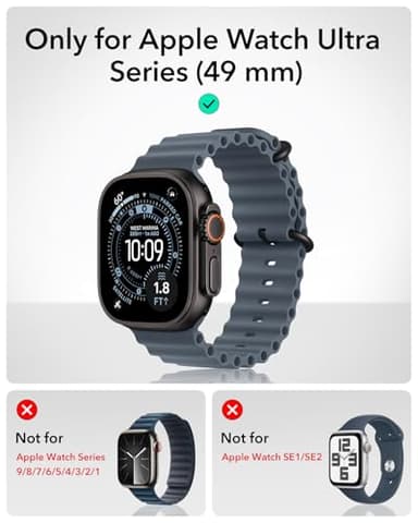 ESR for Apple Watch Ultra 3 /Ultra 2 /Ultra Case with Screen Protector 49mm (2025) Military Grade Protection, Aluminum Alloy Case with 2 Pack Armorite Glass Protector Set, Stay Original, Black - Image 2
