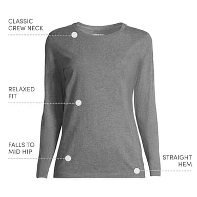 Lands' End Womens Long Sleeve Relaxed Supima Cotton Crew Neck T Shirt Charcoal Heather Tall Medium - Image 4