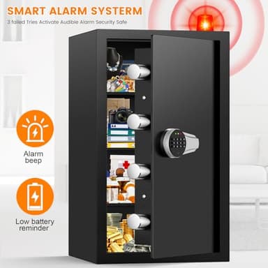 7.0 Cuft Large Fireproof Safe Box, Home Safes Water and Fireproof, Security Box with Digital Keypad, 3 Removable Shelves, Smart Alert and Sensor Light, Safes for Money Jewelry Valuables - Image 7