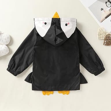 YOUNGER TREE Toddler Baby Boy Girl Penguin Raincoat Cute Cartoon Hoodie Zipper Coat Outfit (Penguin, 4T) - Image 3