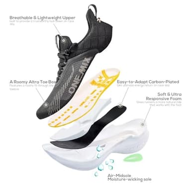 O-Resilio Men's Road Running Shoes Marathon Running Shoes Carbon Fiber Plate Running Shoes Wide with Arch Support Lightweight Breathable Sneakers Black/Pink Size US Men 6.5/US Women 8 - Image 3