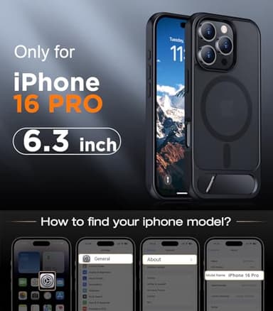 Temdan Magnetic Compatible with iPhone 16 Pro Case, [Built-in Invisible Kickstand][Compatible with MagSafe] [Military Grade Shockproof] Slim Translucent Matte Phone Case for iPhone 16 Pro 6.3" - Image 2