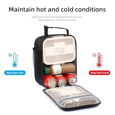 Lovoeo Lunch box Lunch bag for men women Insulated Lunchbox Lunch bags for Work Picnic Travel (Black) - Image 5