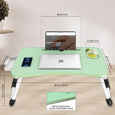 Zapuno Multi-Function Laptop Bed Table with Storage Drawer and Cup Holder, Lap Desk Stand Tray for Eating, Reading and Working - Image 6