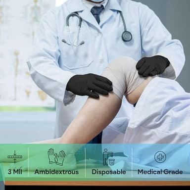 Black Large Nitrile Gloves Case of 1000 - Medical Grade - Latex-Free, Powder-Free - Disposable Nitrile Gloves - Medical Exam, Lab, and Industrial Use - Image 3