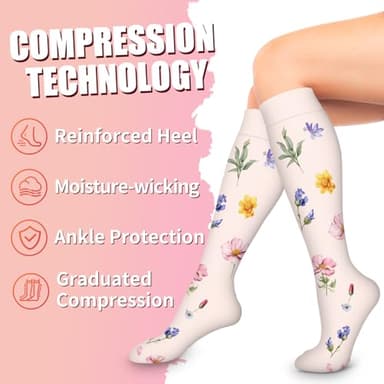 Bluemaple Compression Socks for Women & Men Circulation (6 Pairs) 15-20 mmHg is Best Support for Athletic Running Cycling - Image 6