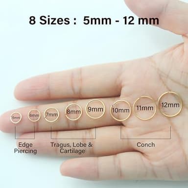 Small Cartilage Hoop Earrings for Women/Men, Thin Piercing Hoop Ring for Helix, Tragus, Conch, Nose (1 Pair 7mm,22g,14K Gold Filled) - Image 4