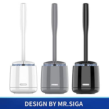 MR.SIGA Toilet Bowl Brush and Holder, Premium Quality, with Solid Handle and Durable Bristles for Bathroom Cleaning, White, 1 Pack - Image 2