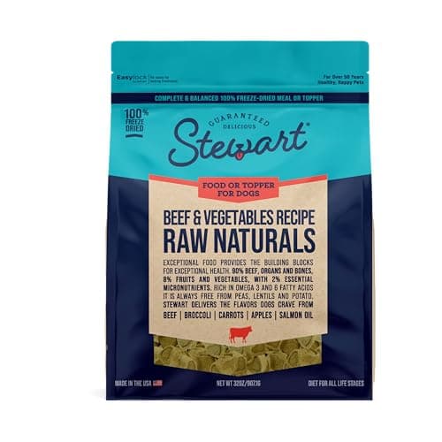 Stewart Raw Naturals Freeze Dried Raw Dog Food or Meal Topper, Beef & Vegetables Recipe, 32 Ounce Bag, Complete and Balanced Nutrition - Image 1