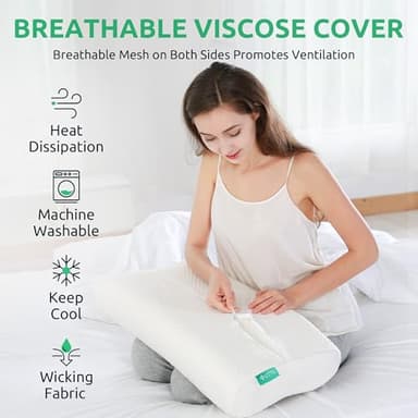 UTTU Cervical Pillow for Neck Strain Relief, Memory Foam Neck Pillow for Sleeping, Adjustable Orthopedic Sandwich Pillow, Contour Cooling for Side Back Stomach Sleeper, Medium(23.6"×14"×5.2"/4.5") - Image 5