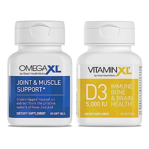 OmegaXL Joint Support Supplement - 60 Softgels & VitaminXL D3 High Potency Daily Vitamin D 5000 IU 125mcg Immune Support Supplement (30 Softgels) - 2 Pack - Image 1