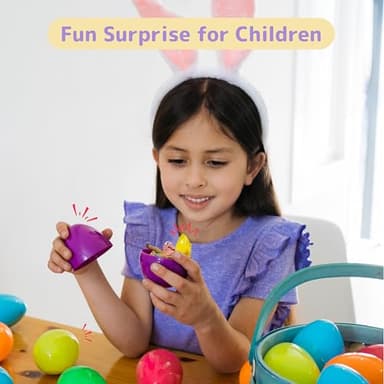 PREXTEX 3.5” Unfilled Easter Eggs, 12 pcs Empty Plastic Eggs Fillable with Candy, Presents for Toy Basket - Easter Decorations, Toy Egg Basket - Boys and Girls - Image 2