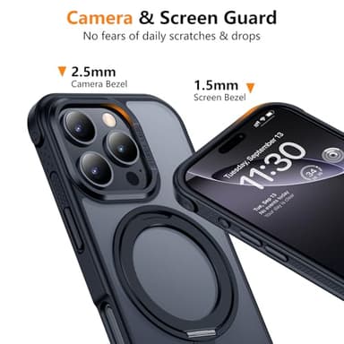 Temdan Magnetic for iPhone 16 Pro Case,[with 360°Rotatable Invisible Magnetic O-Ring Stand][Military Grade Shockproof][Compatible with MagSafe] Slim Translucent Matte Phone Case for iPhone 16 Pro 6.3" - Image 4
