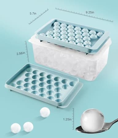 Ice Cube Tray with Lid and Bin – Round Ice Cube Trays for Freezer, BPA-Free Food-Grade Ice Mold, Stackable Ice Ball Maker, Iced Bucket Kits, Circle Ice Tray for Cocktails, Whiskey, Coffee, and Drinks - Image 5