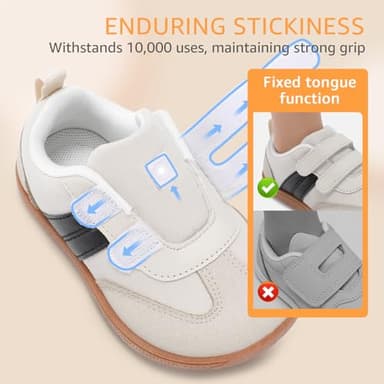 STQ KIDS Toddler Wide Toe Box Shoes:Boys Barefoot Shoe Kids Walking Shoes Boy Sneakers Non-Slip Zero Drop Toddler First Walking Shoe Comfortable Beigewhite Infant 4 - Image 7