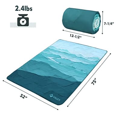 VILLEY Picnic Blanket, 3-Layer Camping Blanket 52"x75", Machine Washable, Water Repellent and Sandproof, Packable and Portable for Camping, Travel, Park, Beach and Indoor Use - Image 3