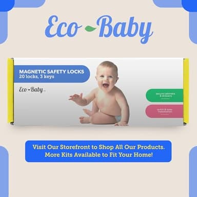 Eco Baby Magnetic Cabinet Locks for Babies - Magnetic Baby Proofing Cabinet Locks, Child Locks for Cabinets Drawers Doors for Back to School - Easy Installation No Tools Required (12 Pack and 2 Keys) - Image 9