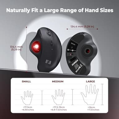 seenda Wireless Trackball Mouse Ergonomic - Bluetooth Rollerball Mouse Rechargeable, Multi Devices Connection Thumb Control Mice Compatible for Mac/Android/Windows Computers - Black&Red - Image 6