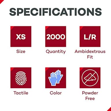 Dealmed Nitrile Gloves – 2000 Count X-Small Disposable Nitrile Gloves, Non-Irritating Latex Free, Multi-Purpose Use for a First Aid Kit and More - Image 2