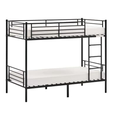 VINGLI Bunk Bed Twin Over Twin for Kids, Teens & Adults Bunk Bed with Stairs & Flat Rungs, Heavy Duty Metal Slats, No Box Spring Needed, Black - Image 9