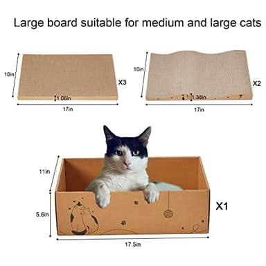 RUBMEOW Cat Scratcher Cardboard Scratch Pad Box for Indoor Cats,5pcs Scratching Board Bed Reversible Durable,with Catnip - Image 5